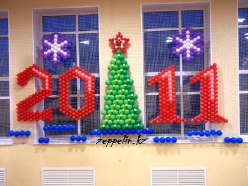 оформление воздушными шарами на новый год
