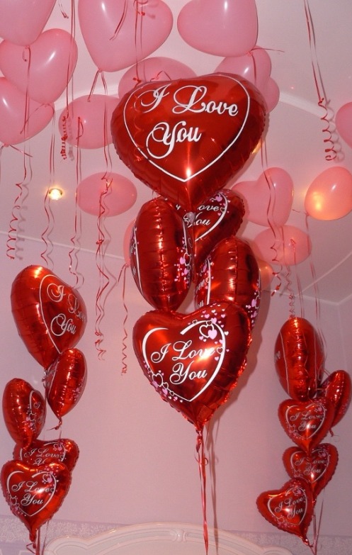 Оформление гелиевыми и воздушными шарами на день влюблённых оформление комнаты шарами 14 февраля
